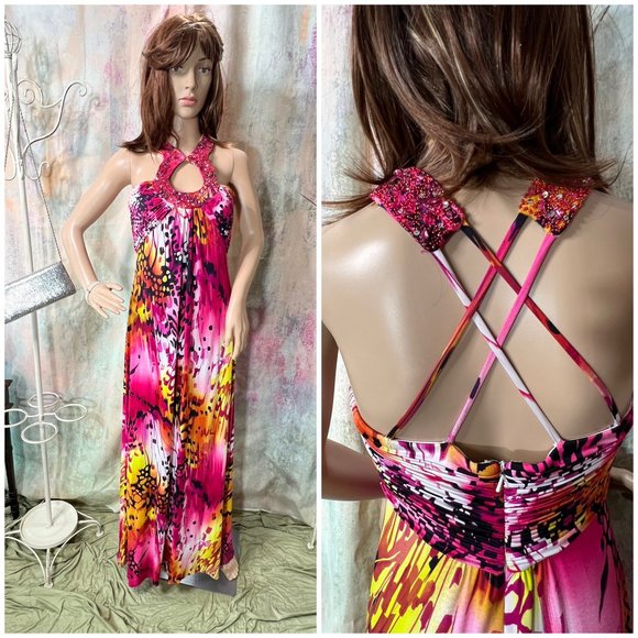 📌JS Boutique Eye-Catching Beaded Color Splashes Prom - Formal - Party Dress - Picture 1 of 16
